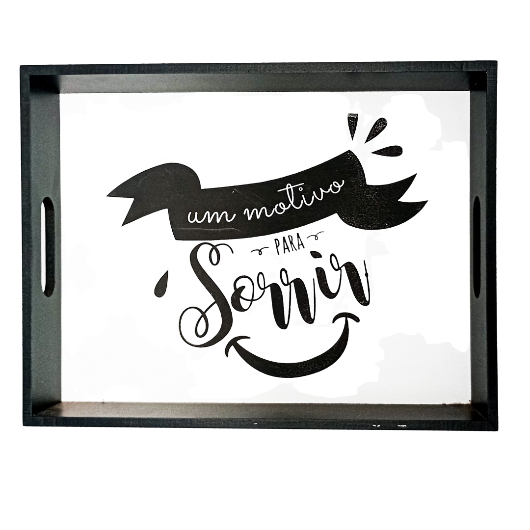 Bandeja MDF "Há Sempre um motivo para Sorrir" 26x20cm - Imagem 2